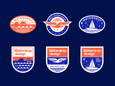 OCEAN badge branding design graphic logo seagull sunrise sunset typeface typography