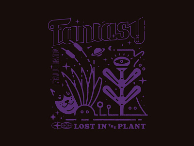 Lost in the Plant design dog dreams graphic illustration outer space planet typeface