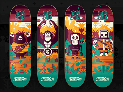 Jungle Stage alien bear character gorilla graphic illustration lettering logo music skateboard skull typography