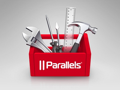 Parallels Toolbox Icon app chrome hardware icon metal parallels plastic red toolbox tools