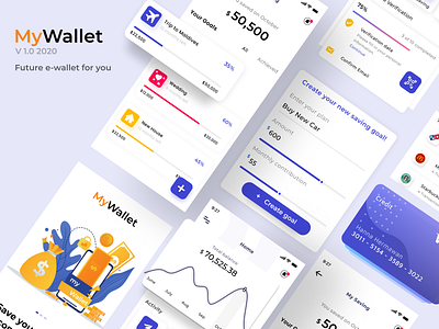 MyWallet - Finance and saving money app app design finance app font illustration logo minimal typography ui ux