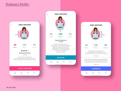 Professor's Profile animation design flat illustration typography ui ux web