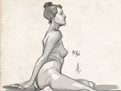 Madame X-ish fine art illustration pinup