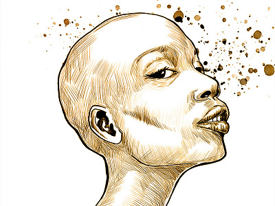 A Bald Lady fine art illustration sketching