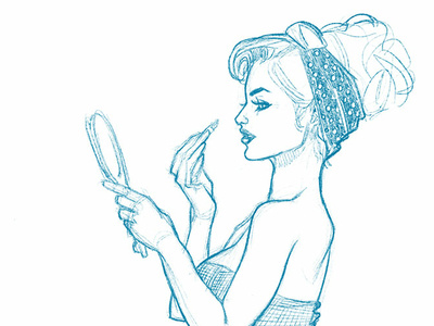 Lipstick WIP illustration pinup