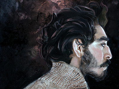 Dev Patel in Colour fine art illustration painting procreate