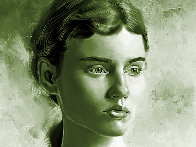 Green fine art illustration portrait