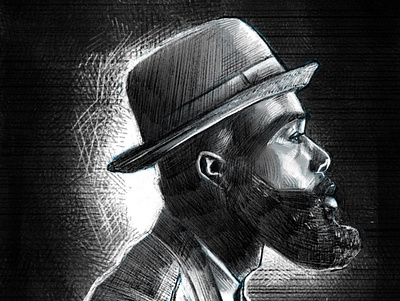 Bearded fellow drawing fine art illustration procreate sketch