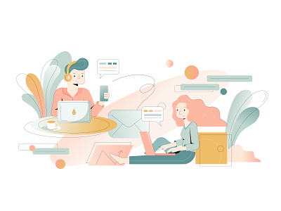 Remote working flat illustration vector web