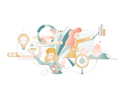 Remote teaching flat illustration vector web