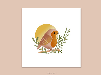 Robin animal art animal illustration flat illustration