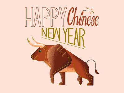The Year of Ox 2021 animal art animal illustration card design chinese new year design festival flat geometric geometric art geometric design illustration lettering lettering art lettering illustration procreate year of the ox