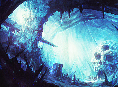 Ice Cave background art concept art digital painting digitalart game art ice illustration skull