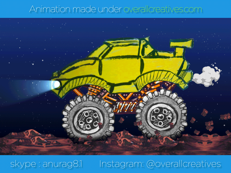 Monster Truck animation for game or website loader animation animation website branding design game illustration level loader logo monster truck motion graphics planet truck ui
