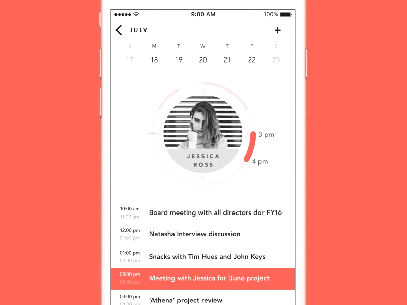 Calendar App Concept calendar contacts meetings