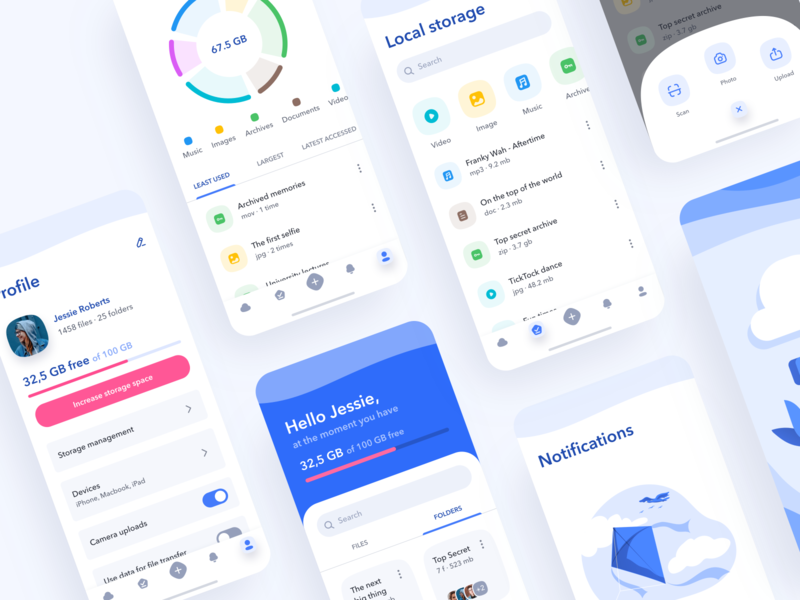 Cloud storage app freebie app cloud storage components concept figma freebie ios sketch variants