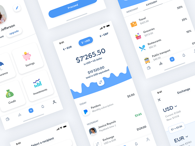 Banking app freebie by Vitaly Silkin on Dribbble