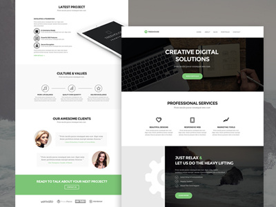 Treehouse Free Web Template design flat free psd ui web