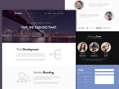 Escape - Free One Page Web Template design flat free psd ui web