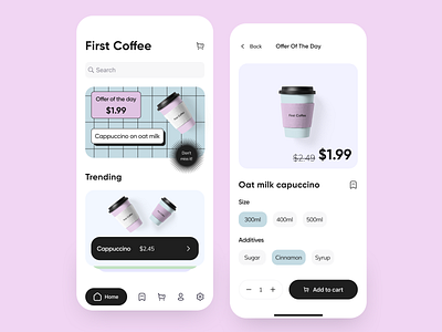My Coffee Shop Mobile App app cafe cappuccino coffee coffeeshop cup e commerce e commerce app e commerce shop e shop ecommerce espresso mobile online shop online store product page shop shopping app store ui