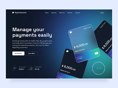 Rapid Payments - Web bank banking cash credit cards crypto design finance fintech invest money ui uidesign uiux web