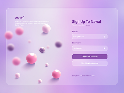 Nawal Podcast, Sign Up Page design 3d application design graphic design minimal pink design podcast sign up tablet ui ui design uidesign ux ux design
