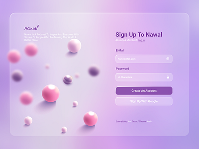 Nawal Podcast, Sign Up Page design