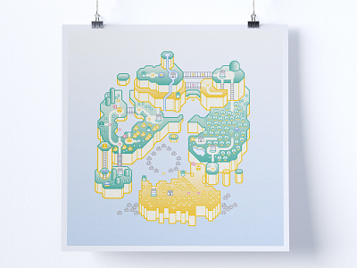 Super Mario World Print cartography flat game map gamer gaming illustration isometric isometric illustration map map illustration maps nintendo super mario super mario bros. super mario world