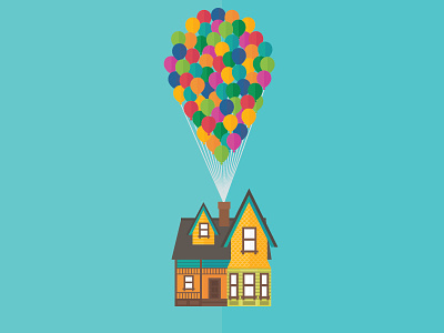 Up Illustration balloon house flat illustration pixar up