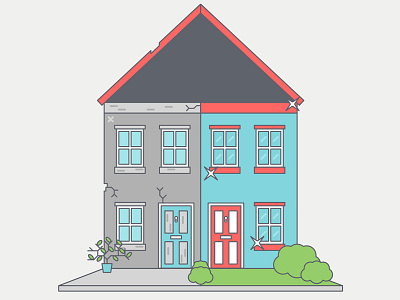 House no.2 flat home house illustration infographic outline