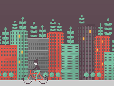 City Illustration eco flat green illustration infographic office travel