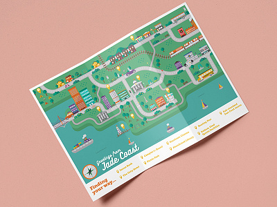 Tri-fold map flat illustration map maps tourism travel