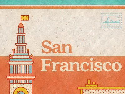 San Francisco Poser 2 california illustration outline poster poster art retro san fran san francisco texture travel travel poster