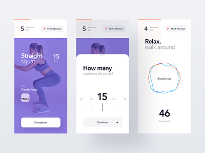 Workout App activity app clean design exercise fitness gym health interface ios minimal mobile sport tracker trainer training ui ux wellness workout