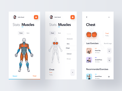 Muscles Condition Heatmap app clean design excercise fitness graphic gym health heatmap interface ios minimal mobile running simple training typography ui ux workout