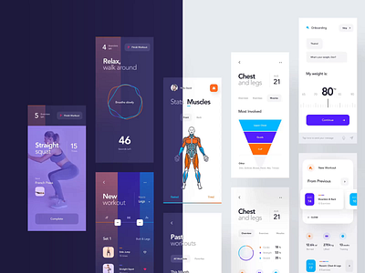 Workout App Light/Dark animation app behance casestudy clean dark dark mode dark theme design grid interface ios layout minimal mobile night mode productdesign ui ux workout