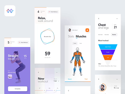 Fitness App Case Study animation app behance case study clean concept design exercises fitness gym interaction interface ios minimal mobile motion sport ui ux workout