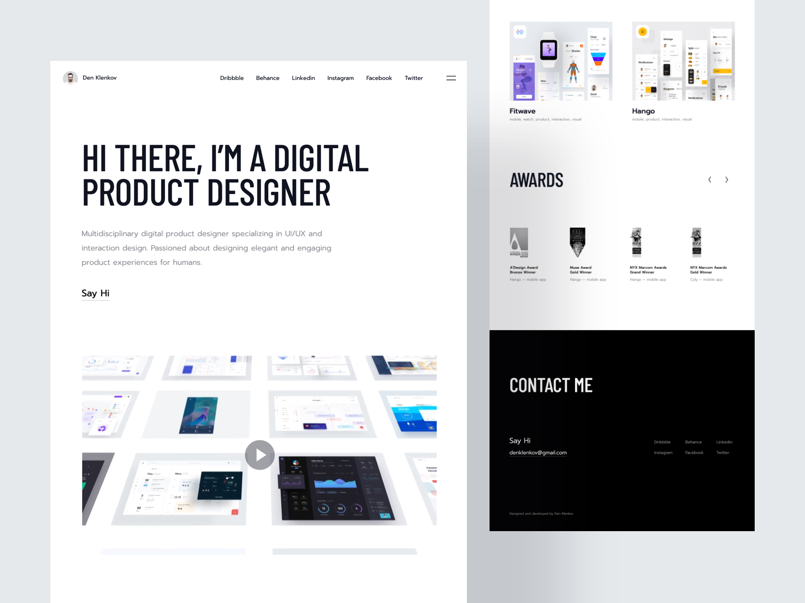 Personal Website by Den Klenkov on Dribbble