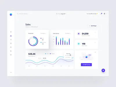 Sales Dashboard admin analytics app chart clean crm dashboard data design graph interface minimal panel product design report statistics stats ui ux web