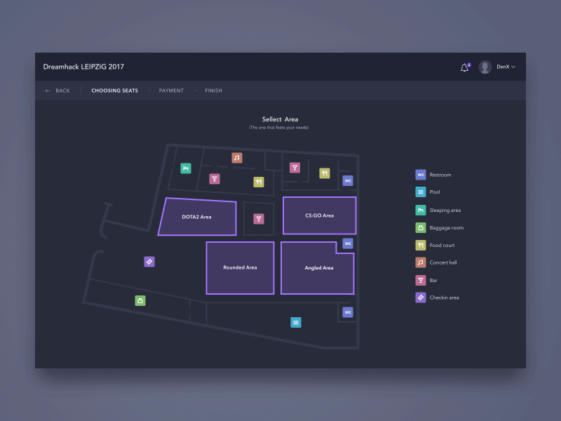 Seats booking interactions booking dashboard interaction interface map seatmap seats tickets ui ux