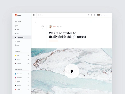 Reddit - Redesign Concept clean concept dashboard reddit redesign typography ui ux video web