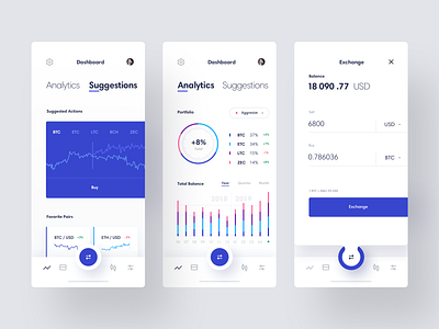 Cryptocurrency Exchange App analytics app bitcoin blockchain clean concept crypto cryptocurrency dashboard data design interaction interface ios iphone minimal mobile ui ux wallet