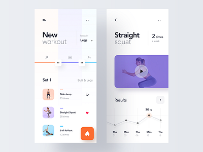 Custom Workout App activity chart clean concept dashboard fitness gym gym app health interface ios minimal mobile product design sport statistics training ui ux workout