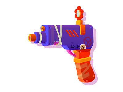 gun 2 colorful digital illustration digitalart flatdesign gun illustration illustrator vector weapon
