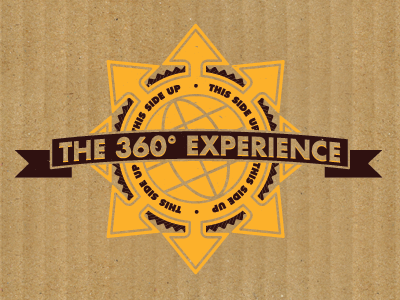 360 brown identity logo moving relocation retro seal yellow