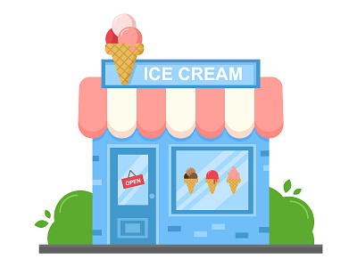 Ice cream shop adobe illustrator cartoon design design art flat ice cream illustration shop store summer sweets vector