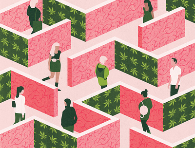 The Real Risks Of Marijuana design editorial editorial illustration graphicdesign health humans illustration illustrator labyrinth magazine marijuana maze medical people pink print teenagers textured vector weed