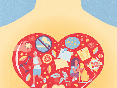 Heart Health Cover cardio conceptual cover art cover illustration editorial editorial illustration health healthcare heart illustration illustrator magazine textured vector