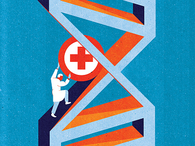 Gene Therapy's Second Act, Scientific American dna editorial editorial illustration graphic health illustration medical medicine pharmacy science sisyphus technology