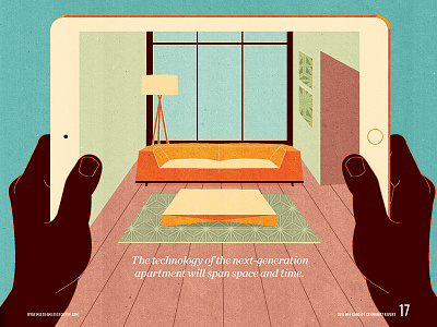 Millennial Housing: High-Tech apartment editorial illustration hands home housing illustration interior ipad magazine technology textured